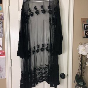 BLACK SHEER LACE KIMONO 🖤
